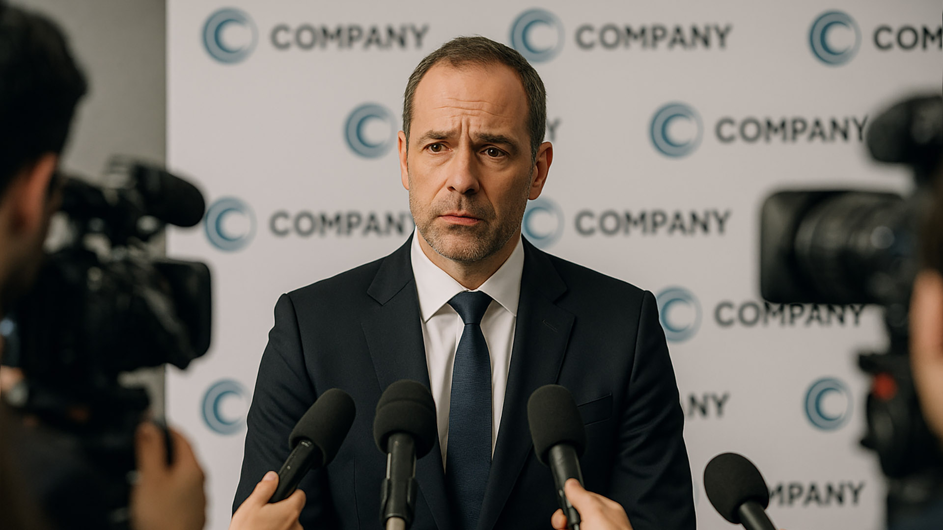 CEO addressing a crisis in a press conference